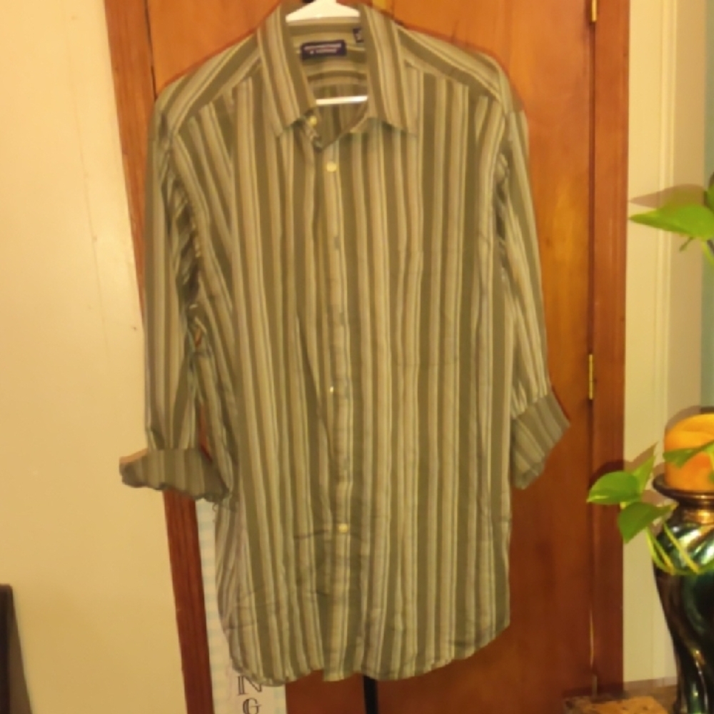 Men's Green Striped Shirt